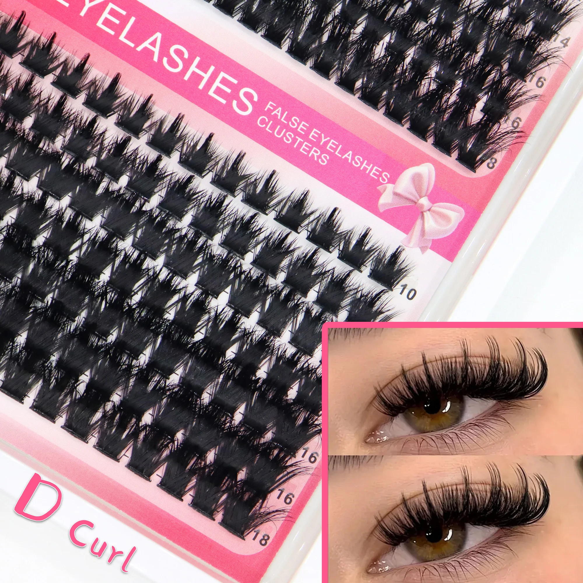 14 rowsLash Clusters Kit With Spikes DIY Eyelash Clusters D Curve Spiky Full Cluster Eyelash Extensions Kit Individual Lashe
