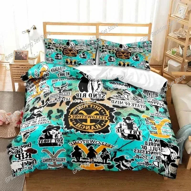 This Is My Yellow-Stone Watching Retro Fashion Bedding Set Duvet Cover Pillowcase Single Double King Size Adult Bedroom Gift