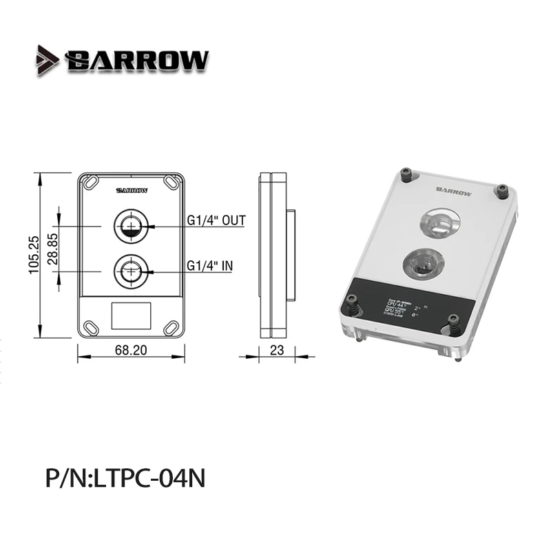 

Barrow LTPC-04N CPU Water Block Digital Display Use for AMD AM3 AM5 INTEL LGA 115X 1200 1700 2011 X99 /5V 3Pin Support AURA SYNC