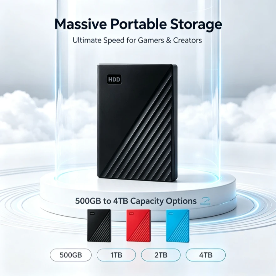 Original Portable External Red Blue Black Hard Drive USB 3.0 Encrypted Storage Disk 500GB 1TB 2TB 4TB High Speed for Laptop Mac