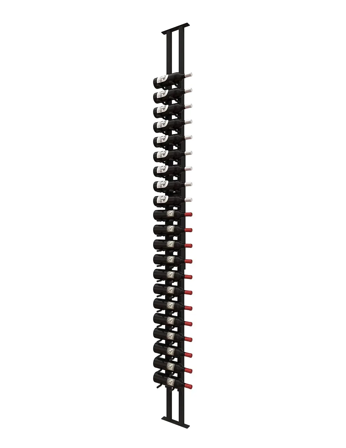 Ultra Wine Racks Floor-to-Ceiling Mount Display (1 Side, Single Deep, Black, Holds 21 Wine Bottles) - Modern Metal, Customized