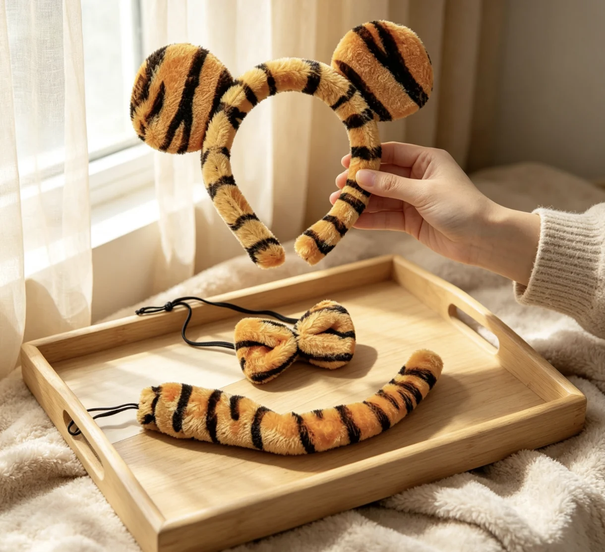 Cute Cartoon Tiger Ear Headband Leopard Print Animal Hair Hoop 3Pcs Halloween Party Festival Birthday Daily Photo Prop Accessory
