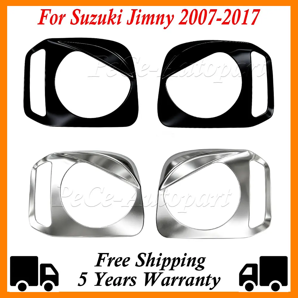Car Front Headlight Decoration Trim Cover For Suzuki Jimny 2007-2017 Matte Black Silver Headlamp Frame Angry Eye Accessories