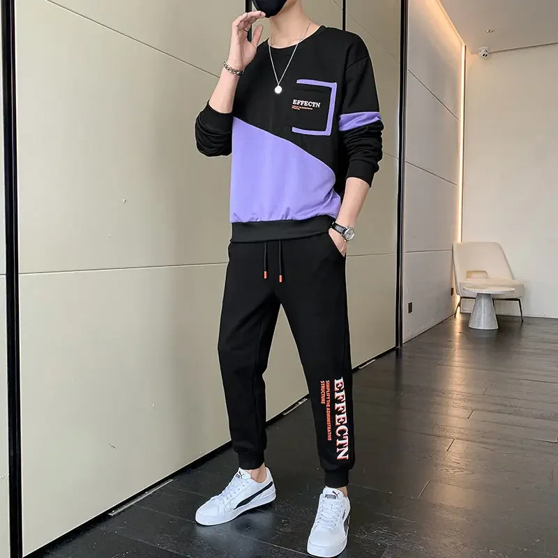 Sports Suits Sweatpants Pants Sets Black Men\'s Clothing Sportswear Tracksuit Alphabet T Shirt Man Offer Comfortable Top Casual