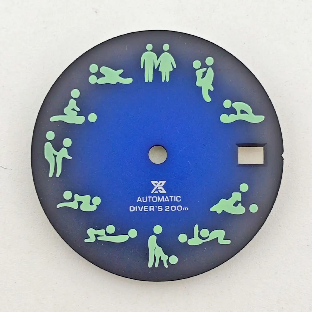 28.5mm NH35 NH36 movement dial parts gradient human pattern super luminous dial suitable for 36mm and 40mm cases