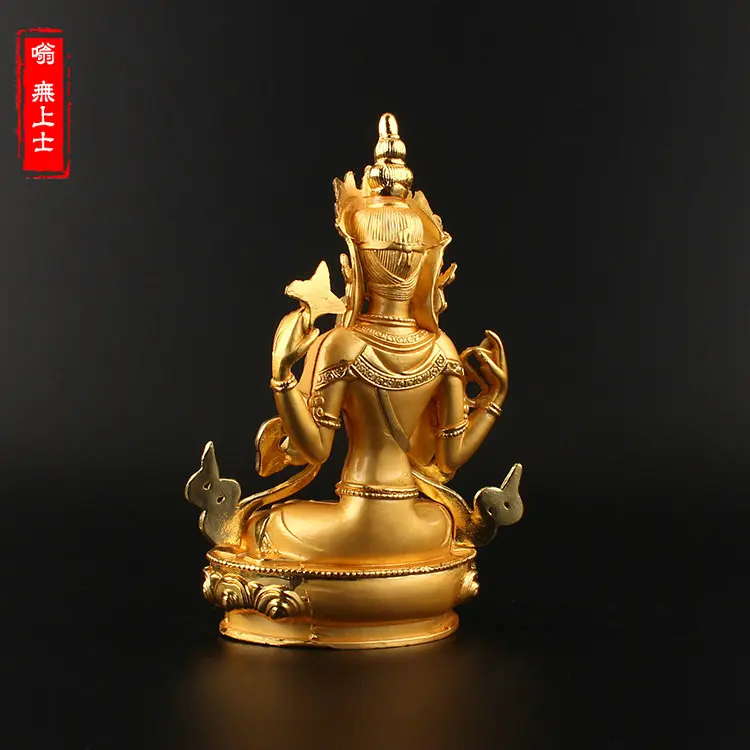 TOP GOOD  HOME OFFICE Talisman  family # Nepal India Shadakshari Avalokitesvara Buddha 14CM