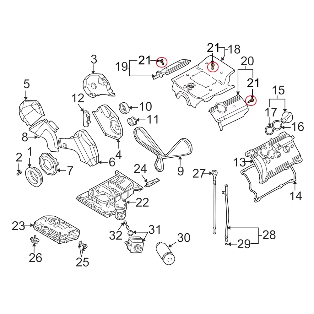 Auto Motor Top Abdeckung Drehen Verriegelung Schrauben Clips Für Audi A4 1995-2008 A6 C4 A8 4D Skoda Superb 3U4 VW Passat 3B2 Seat Exeo 3R2 – Detail 4