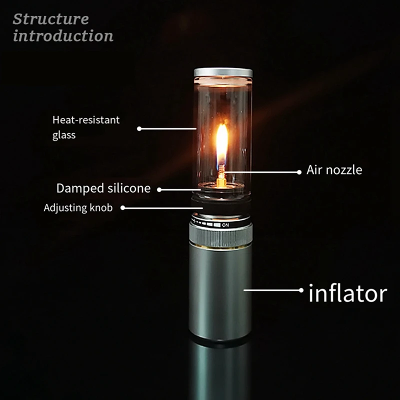 ضوء شمع غاز مقاوم للرياح قابل للتعديل ، مصباح غاز خارجي ، فانوس تخييم محمول ، جزء خيمة