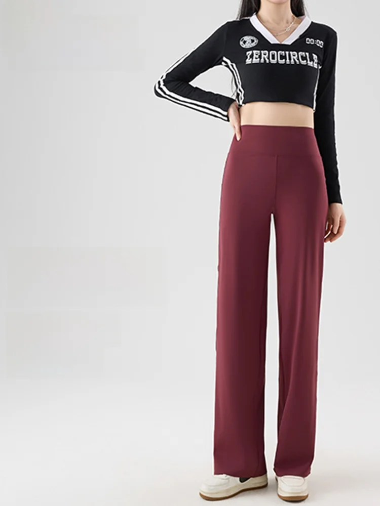 High Waist Modal Elastic Wide Leg Pants Loose Straight Yoga Fitn Running Long Trousers for plus Size Women Casual Bot