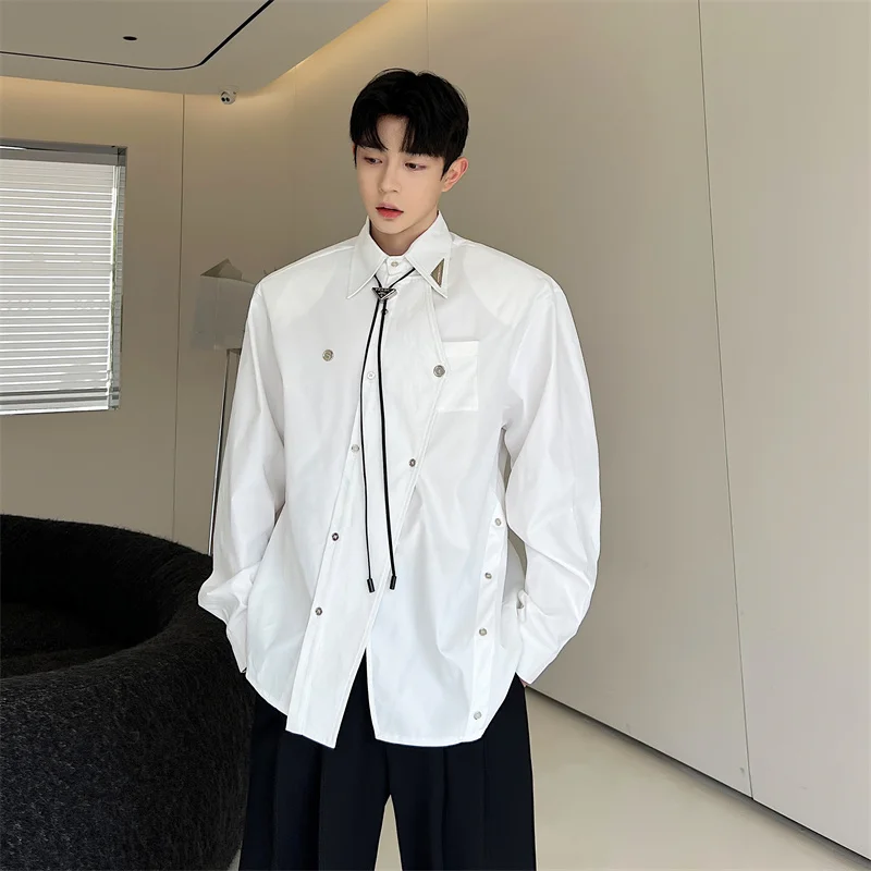 

Spring Autumn Men's Metal Structure Splicing irt Youth Faion Stand Fit Long Sve s for Younger ence