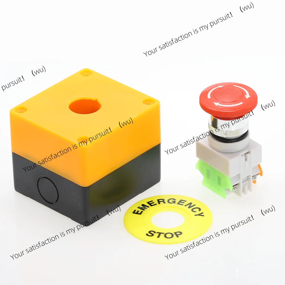 Plastic Shell Red Sign Push Button Switch DPST Mushroom Emergency Stop Button AC 660V 10A NO+NC LAY37-11ZS
