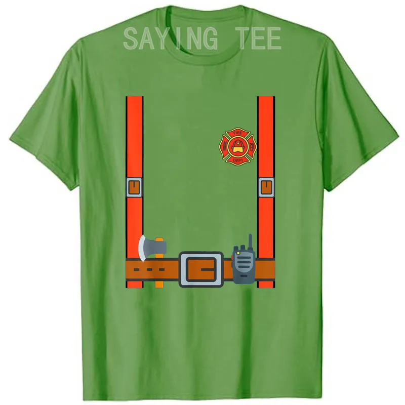 Feuerwehrmann Halloween DIY Feuerwehruniform Lazy Kostüm Anzieh-T-Shirt Y2k Fantastisches Feuerwehrmann-Grafik-T-Shirt Persönlichkeits-Streetwear – Detail 10