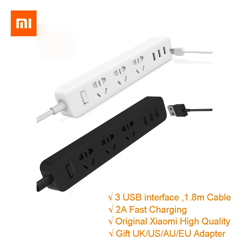 New Xiaomi mijia mi WIFI Socket Plug Household Extension Cable Power Board 3/5/6/8 Hole USB Fast Charging 2500W 10A 250V