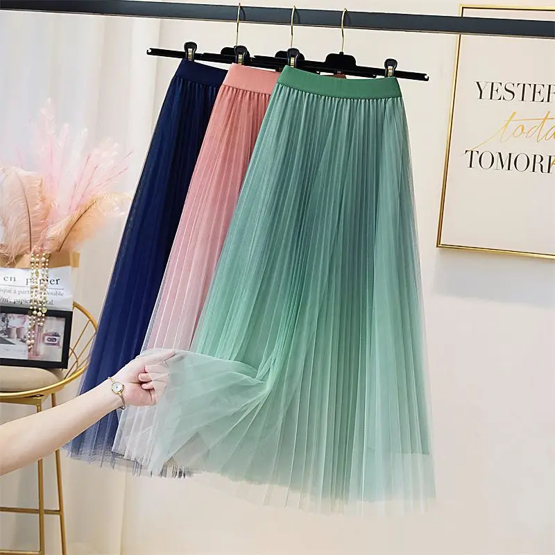 

Vintage Solid A-line Pleated Long Y2K Skirts Summer Women 2026 Korean Skirt Streetwear Drawstring Elastic Waist Midi Skirt S662