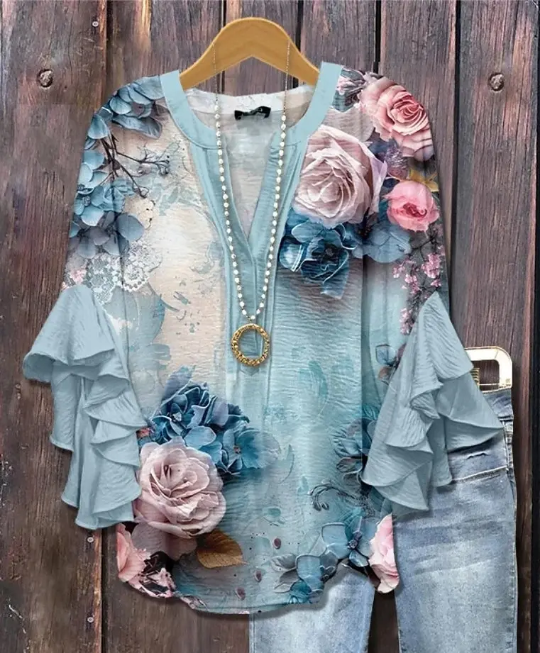 Fashion Printed Women's T-shirt Polyester Breathable Skin-Friendly Minimalist Versatile Summer New Style