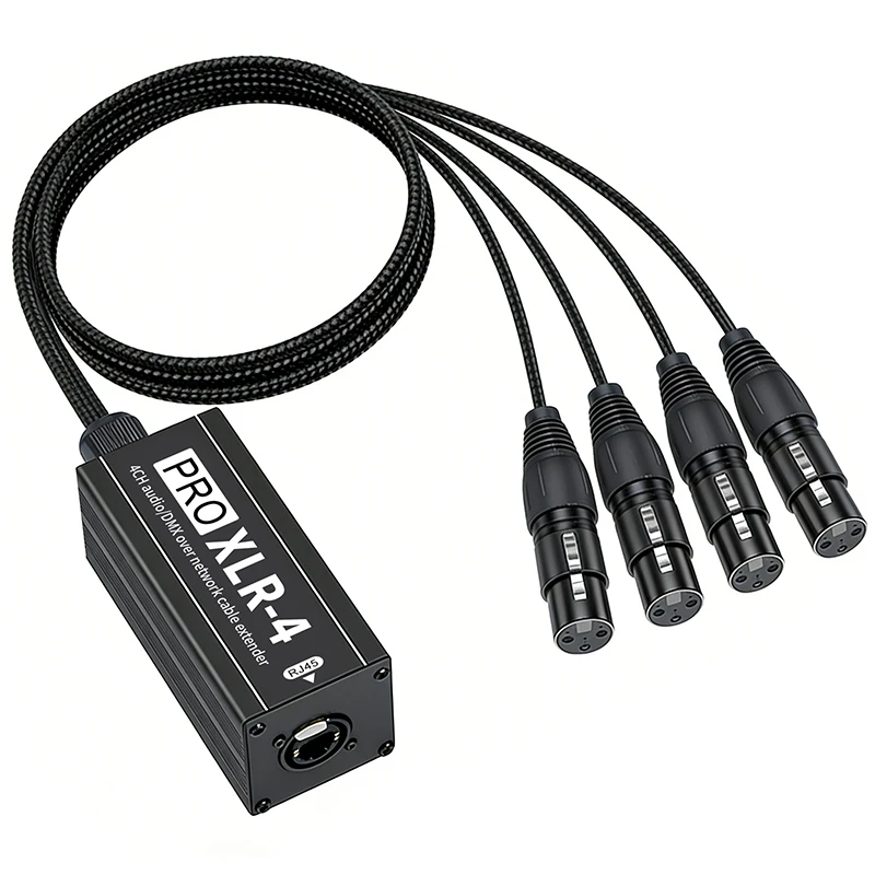 4XLR Female RJ45 Extender Cable PRO XLR-4 Durable Audio DMX Snake for Touring Stage Fixed Installation Work