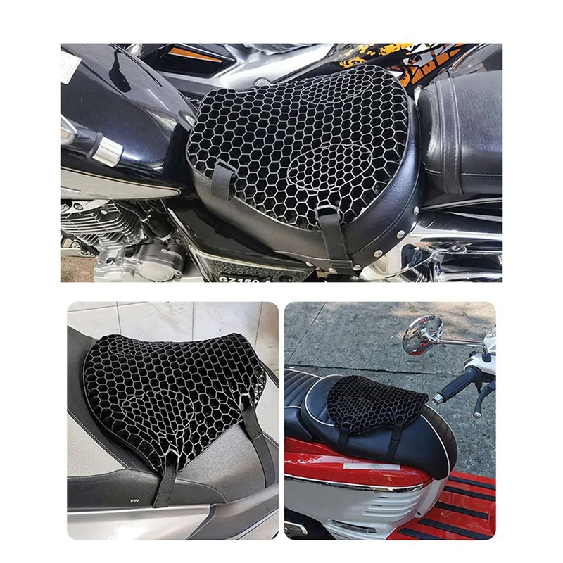 2X Motorcycle Honeycomb Style Universal Cushion Seat Shock Absorption Seat Accessories