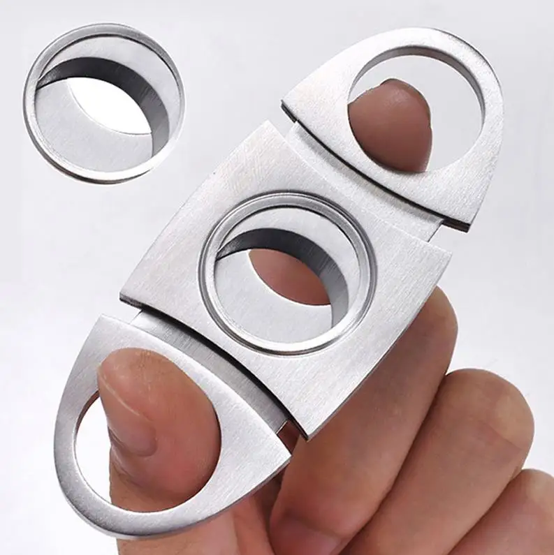 100pcs Full Stainless Steel Cigar Cutter Knife Double Blades Scissor Shear Pocket Size ni583