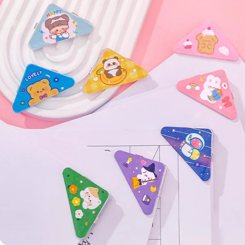 5pcs Ins Cartoon Triangle Corner Clips Kawaii segnalibri graffette indice del libro Photo Clamp Organizer da scrivania per cancelleria coreana