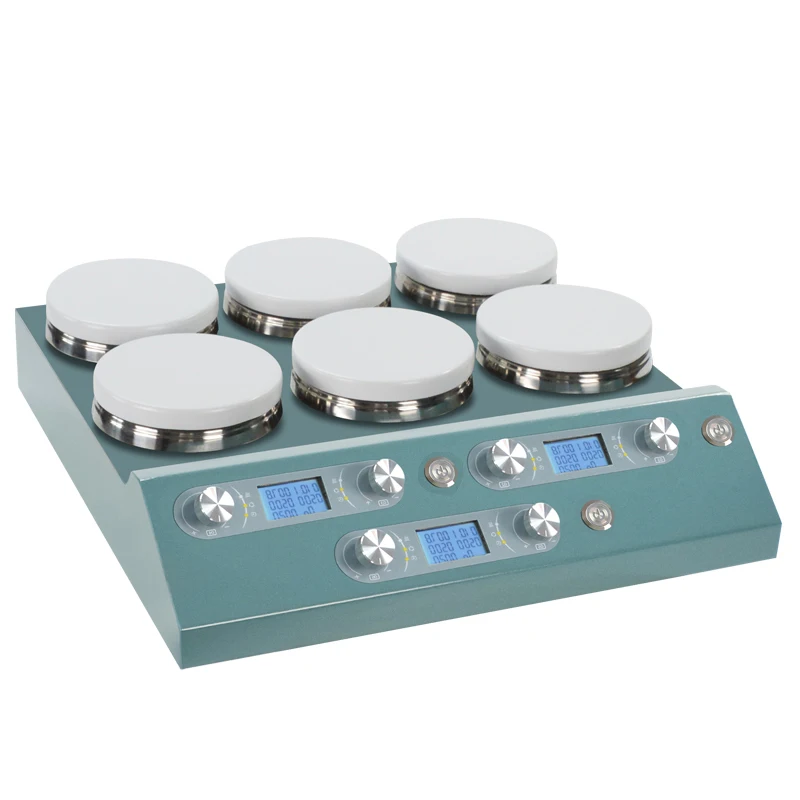 

6-позиционная цифровая плита с контролем температуры, магнитная мешалка, асинхронное управление с керамическим покрытием