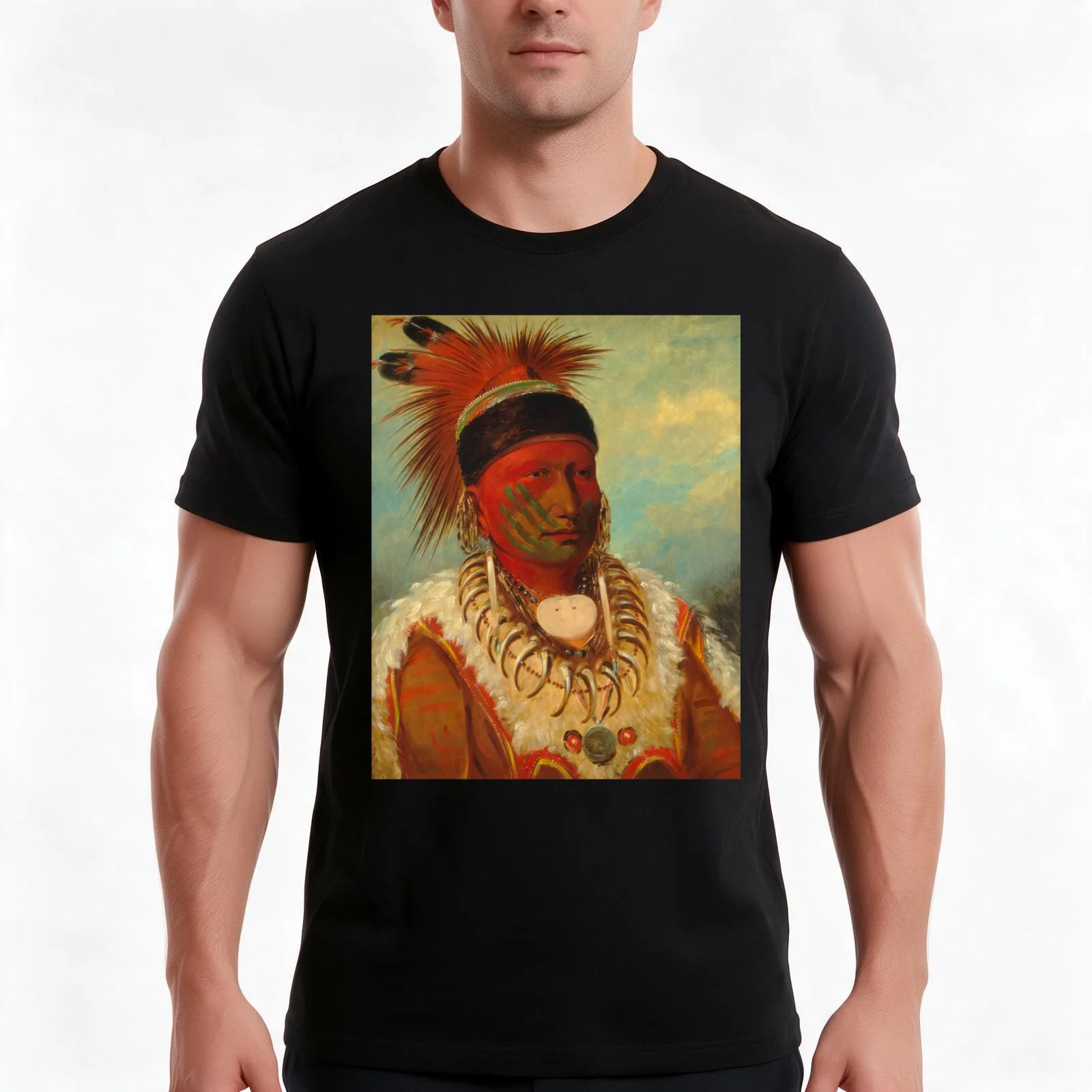 The White Cloud, Head Chief of the Iowas by George Catlin T-Shirt, Summer Casual Cotton Tee, Oversized Streetwear Tops