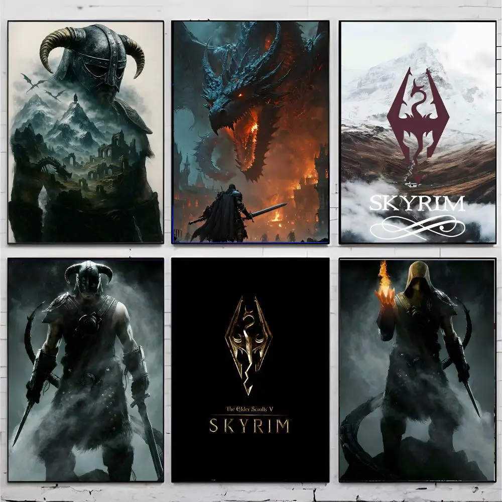 Open World E-The Elder Scrolls V Skyrim Poster Premium Decor Art & Gift for Household Lounge Home Ornaments