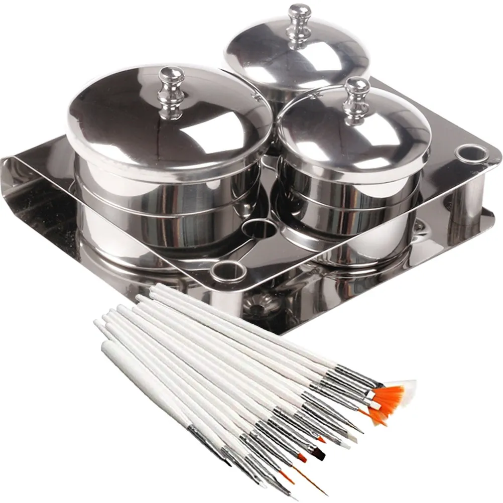 

1Set Nail Art Brush Tools Set Corrosion Resistant Steel Cups for Acrylic Nail Design Mixing Portable Manicure Holder Storage