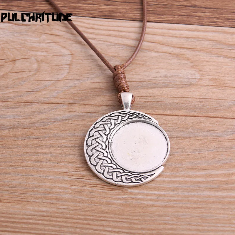 Cabochon Rond en Alliage de Zinc et Argent Antique de 25mm, Base de Pendentif Camée Vierge avec Barrette en Cuir pour Bijoux de Direction, 2 Pièces