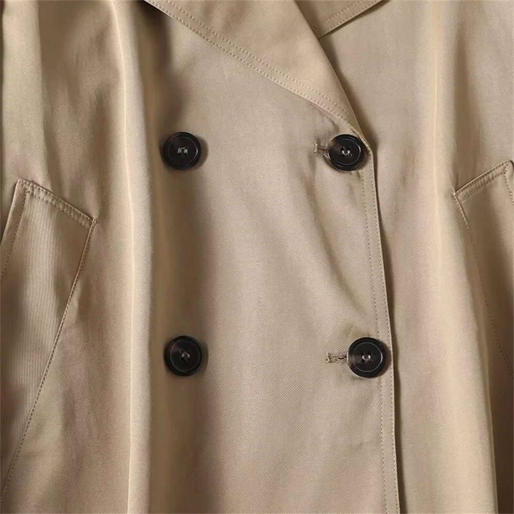 Otoño nueva moda mujer clásico estilo británico edición corta abrigo cortavientos con doble botonadura