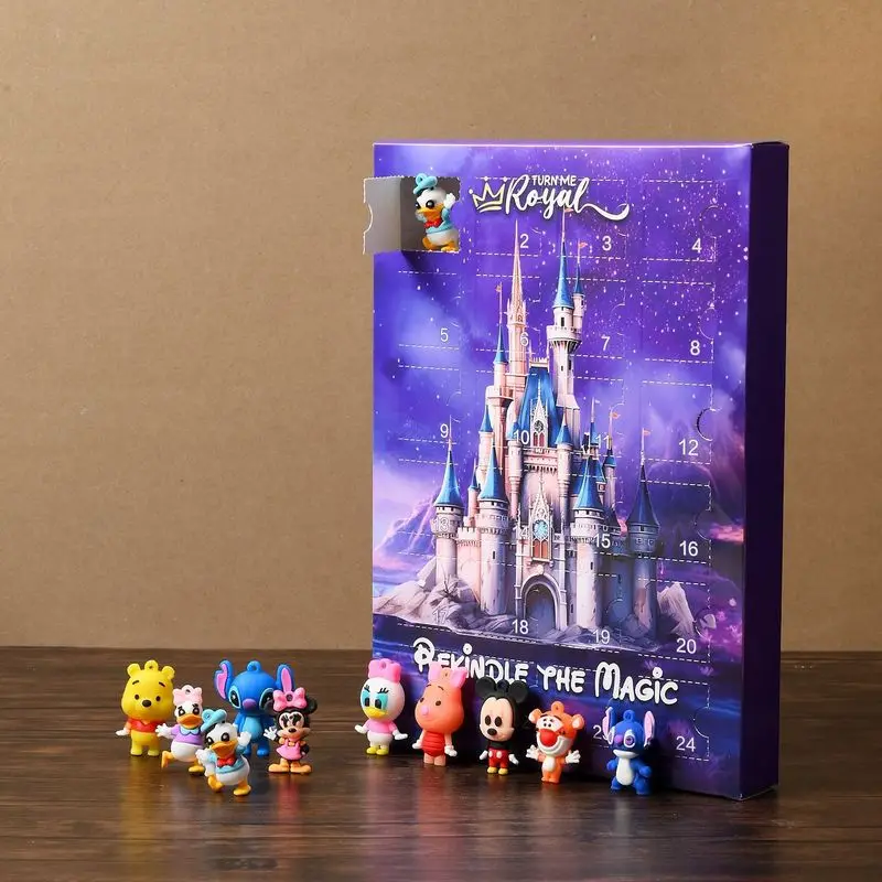 디즈니 미키와 미니 24 홀 플레이 미스터리 블라인드 박스 스트레스 완화 키 체인 소녀 크리 에이 티브 액션 피규어 장난감 깜짝 선물