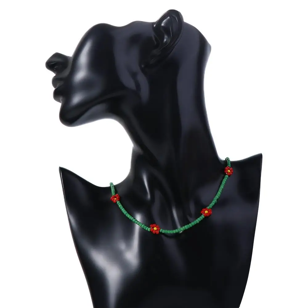 Koreanische handgefertigte Damen-Urlaubs-Halskette, hübsches Schmuckgeschenk, Schlüsselbein-Halskette, Blumen-Perlenkette, Boho-Choker, Damen-Halskette – Detail 7