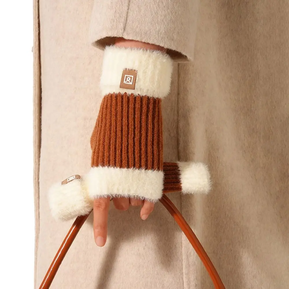 1pair New Women's Winter Gloves Touchscreen Thickened Fingerless Warm Mittens Fleece Lined Windproof Handwear Winter Wear