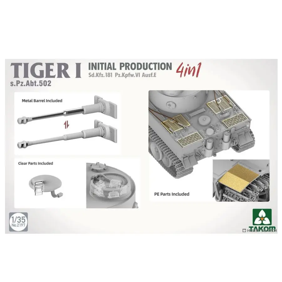 TAKOM 2197 1/35 Sd.Kfz.181 Pz.Kpfw.VI Ausf.E Tiger I Initial Production[4 in 1]