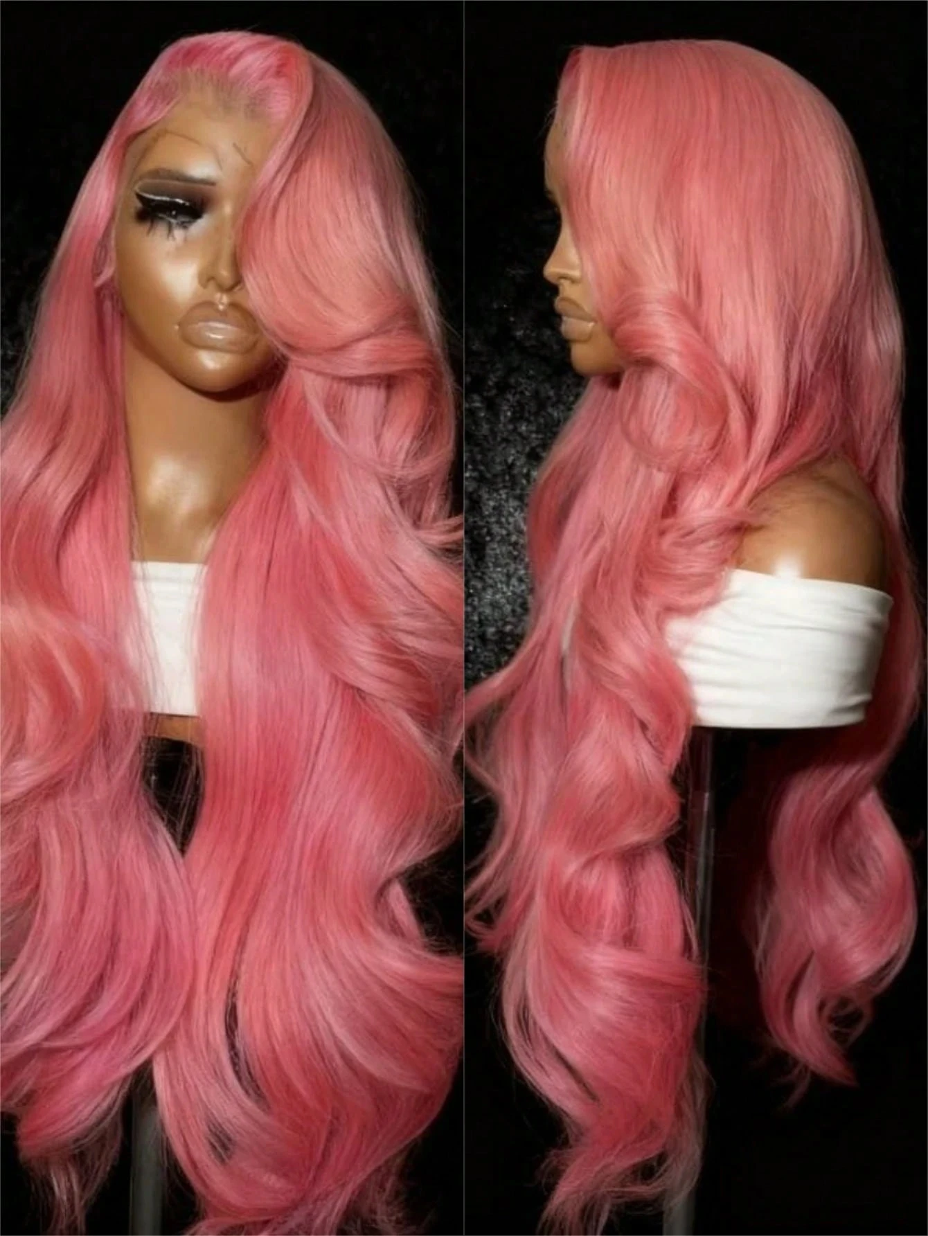 

36-дюймовый парик из натуральных волос с волнистым укладом, розовый, с HD-кружевом 13x6, светло-розовый парик из натуральных волос, парики с HD-кружевом 13x4 для женщин
