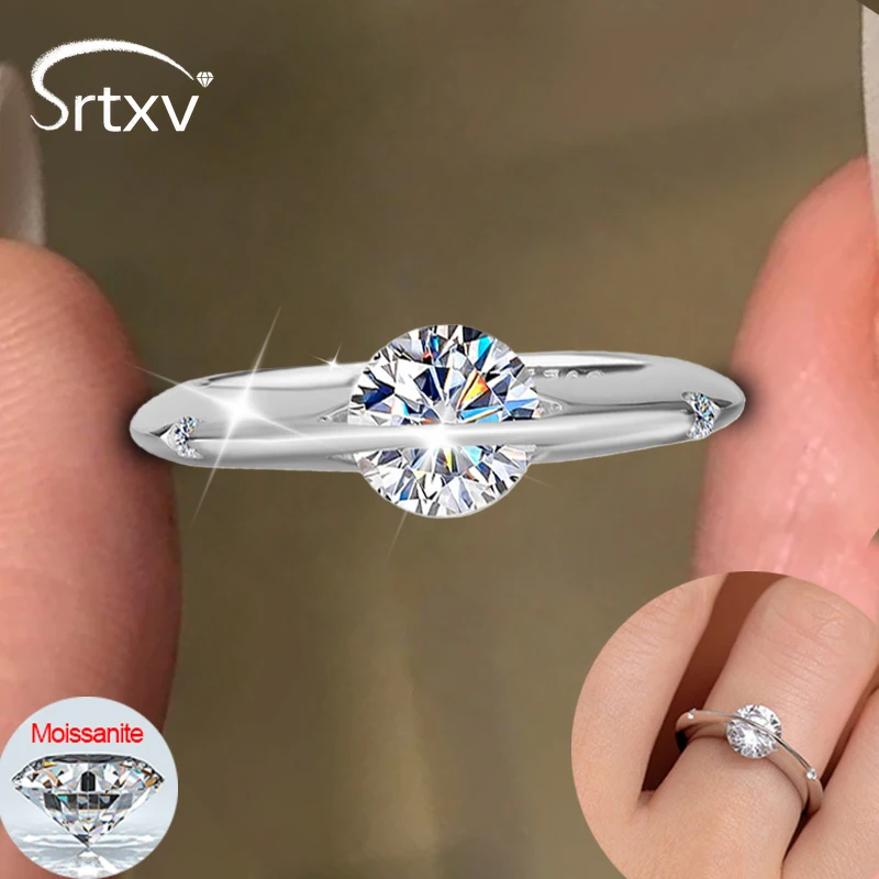 

1CT D Color Moissanite Ring for Women Girls S925 Sterling Silver Wedding Band Promise Anniversary Birthday Madam Jewelry Gifts