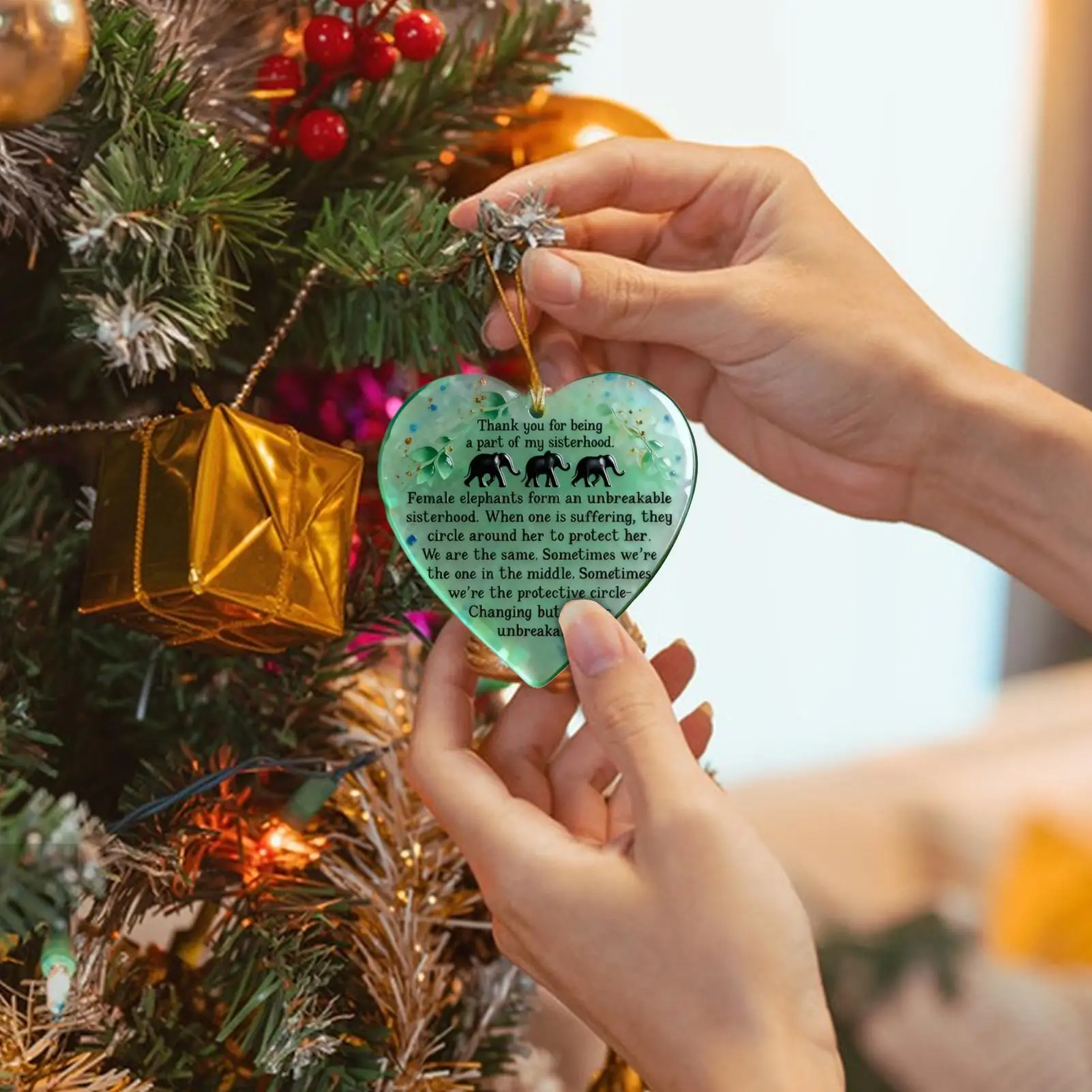 New Heart Shaped Sea Glass Friendship Ornament Christmas Inspirational Friendship Snowflake Ornament Christmas Gift