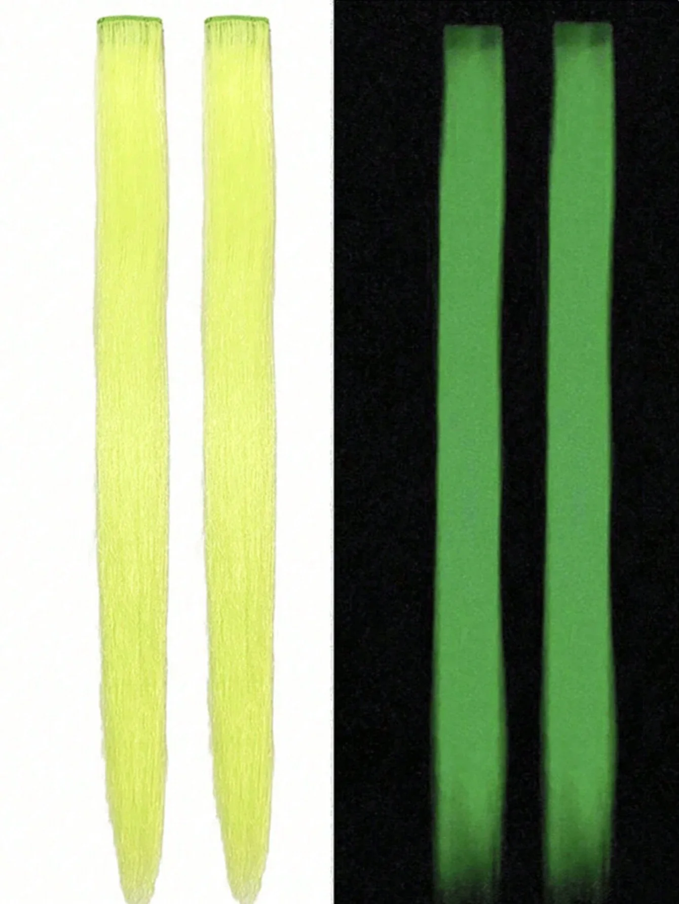 

10/20pcs Luminous Clip-In Synthetic Hair Extensions 20 Inch Colored Fluorescent Glow In The Dark Neon Hairpieces,Easy To Wear
