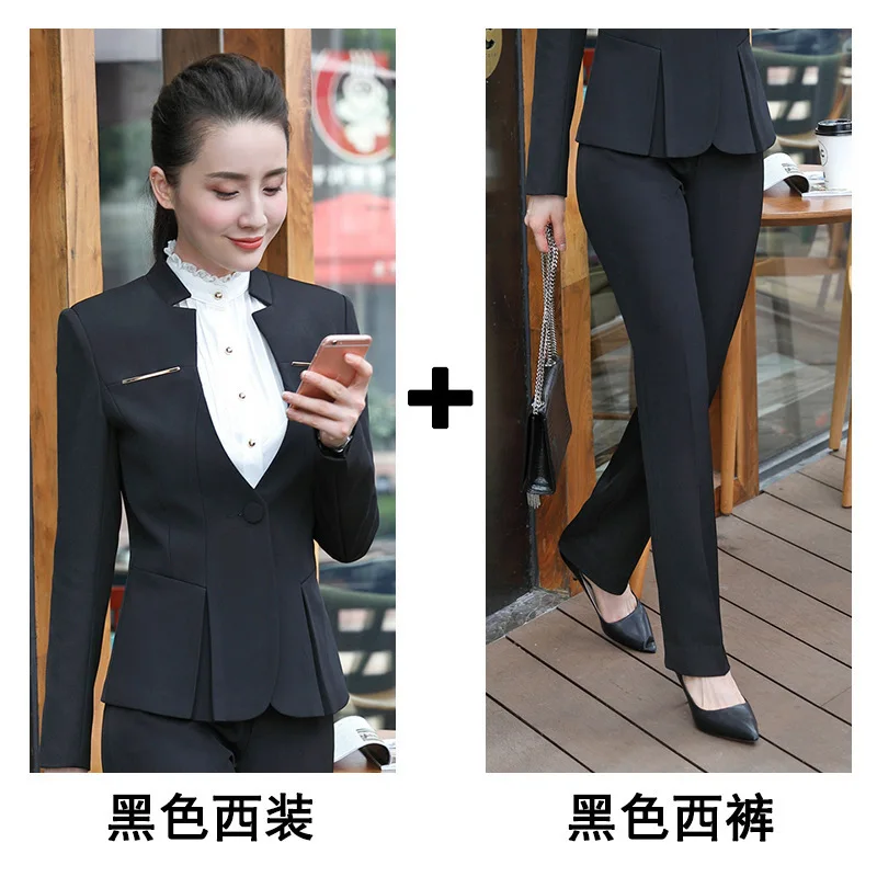 937 Primavera Autunno Inverno Manica lunga Abito professionale Gonna formale da donna Pantaloni Set Intervista OutfitOLWork Uniforme Bianco-colla