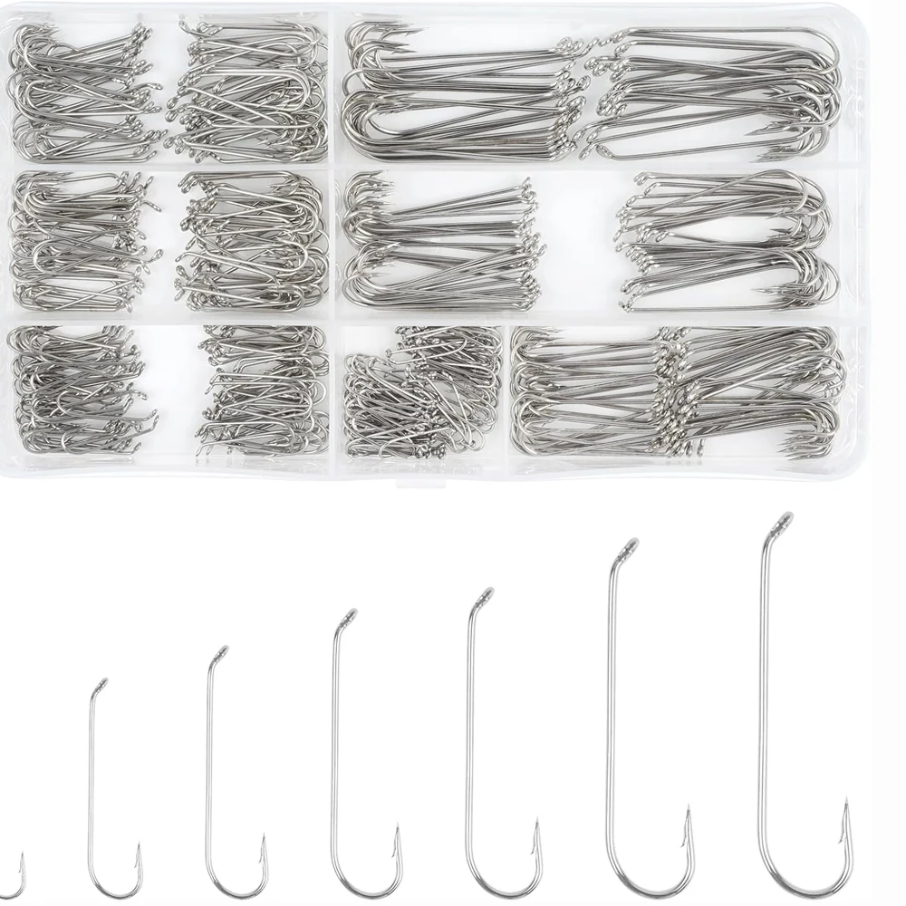 

480Pcs Fly Tying Hooks Kit Aberdeen Hooks Dry Fly Fishing Hooks Long Shank Streamer Fly Hooks Dry Wet Nymph Fly Jig Hook