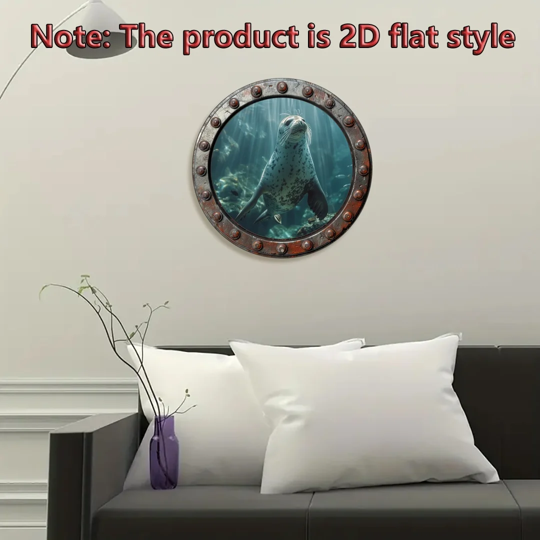2D Vintage Metal Wall Art Sign Bohemian Nautical Seal Wall Decor for Living Room Baby Nursery Home Garden Holiday Gift