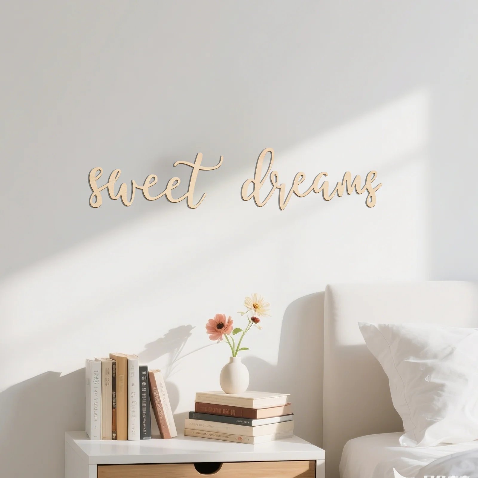 

Sweet Dreams Wooden Wall Sign - Boho Nursery Decor, Kids Bedroom Art, Playroom Wall Decoration with Natural Wood Finish