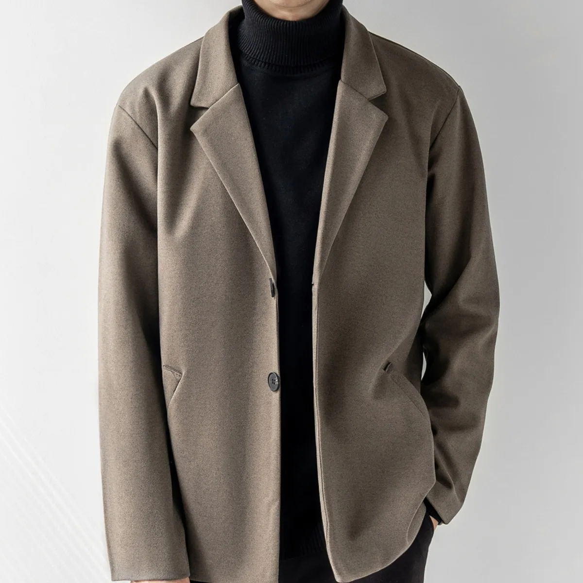 

Men's Blend Cardigan Coat 2026 Spring Autumn Woolen Blazer Premium Mature Style Thickened Casual Suit Coat