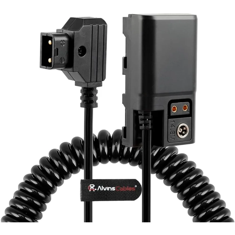 Alvin's Cables D-tap to NP-F Dummy Battery Power Cable Coiled for Atomos Ninja| SmallHD| Feelworld Monitor, with DC D-tap Port