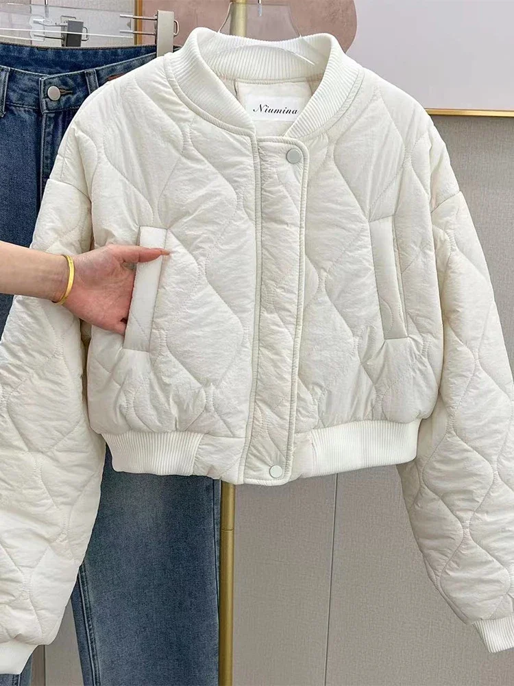 

Women White Parka Jacket Overcoat Vintage Warm Thicken Long Sleeve Loose Checked Coat Korean Padded Jacket Winter 2000s Clothes