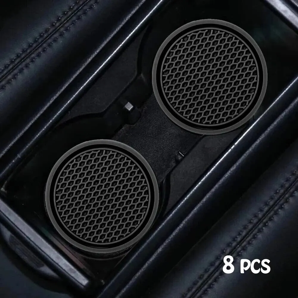 8Pcs Black Car Auto Cup Holder Anti Slip Insert Coasters Pads Interior Accessories Universal Fits Perfectly For Most Cups image 3