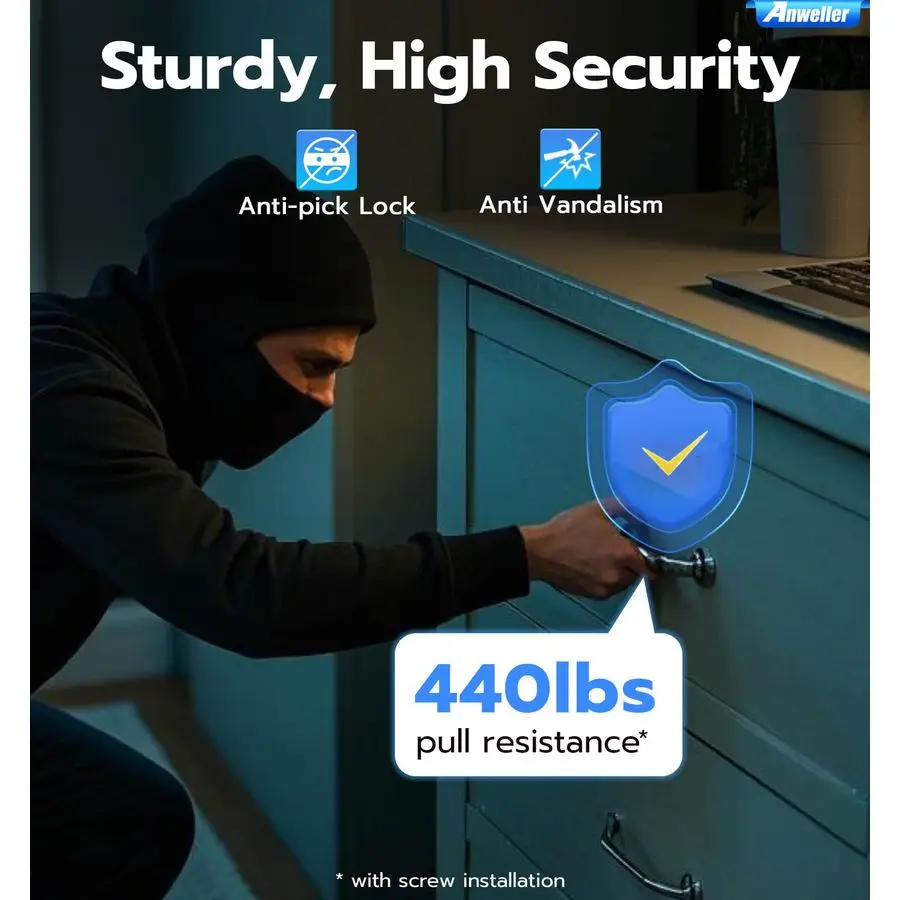 Baby Proofing Smart Cabinet Locks, Child Proof Fingerprint Drawer Locks, Hidden Adhesive Code Keypad RFID Bluetooth Keyless Lock