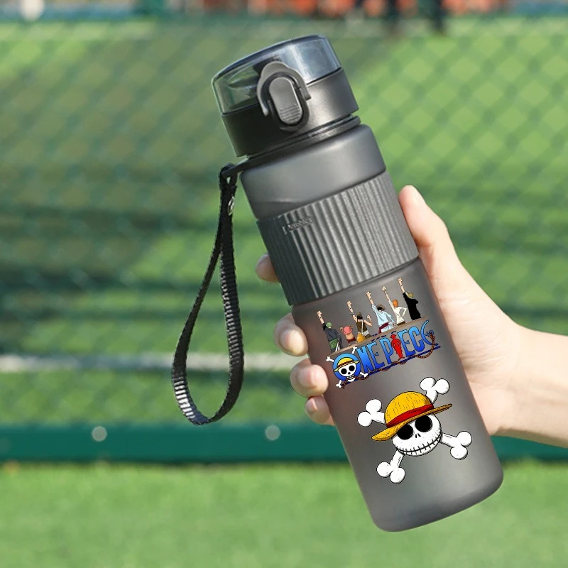Botella de Agua Deportiva de 550 ml de ONE PIECE, Anime LUFFY, Motivacional, a Prueba de Fugas, Portátil, Reutilizable, para Viajes, Gimnasio, Regalo