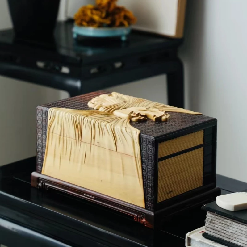 The Forbidden City collection replica red rosewood book-shaped storage box study desktop wenwan jewelry