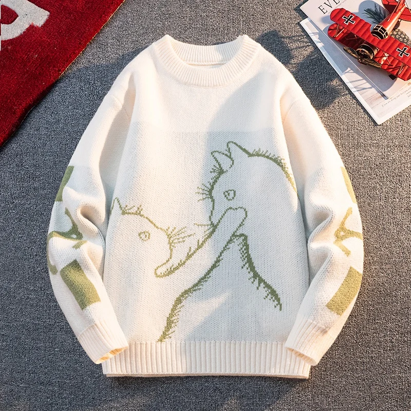 

Мужской повседневный вязаный свитер с круглым вырезом, модный брендовый, осенне-зимний, стильный, молодежный, универсальный, с длинными рукавами, из полиэфирного волокна