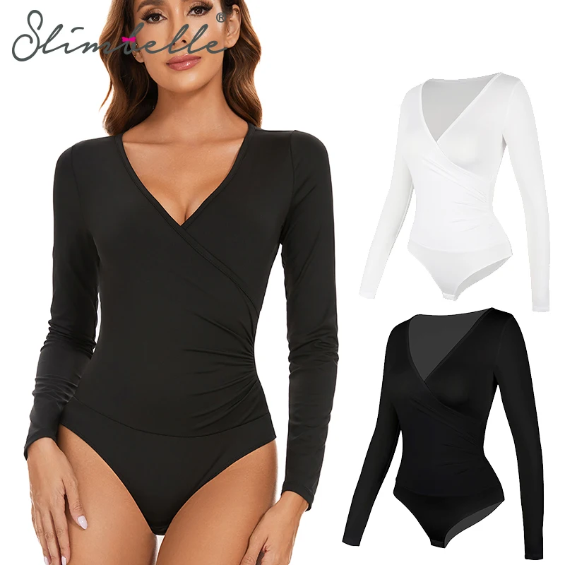 

Sexy Bodysuits Shapeswear for women V-Neck Long Sleeve Tummy Control Slimming Abdomen Corset